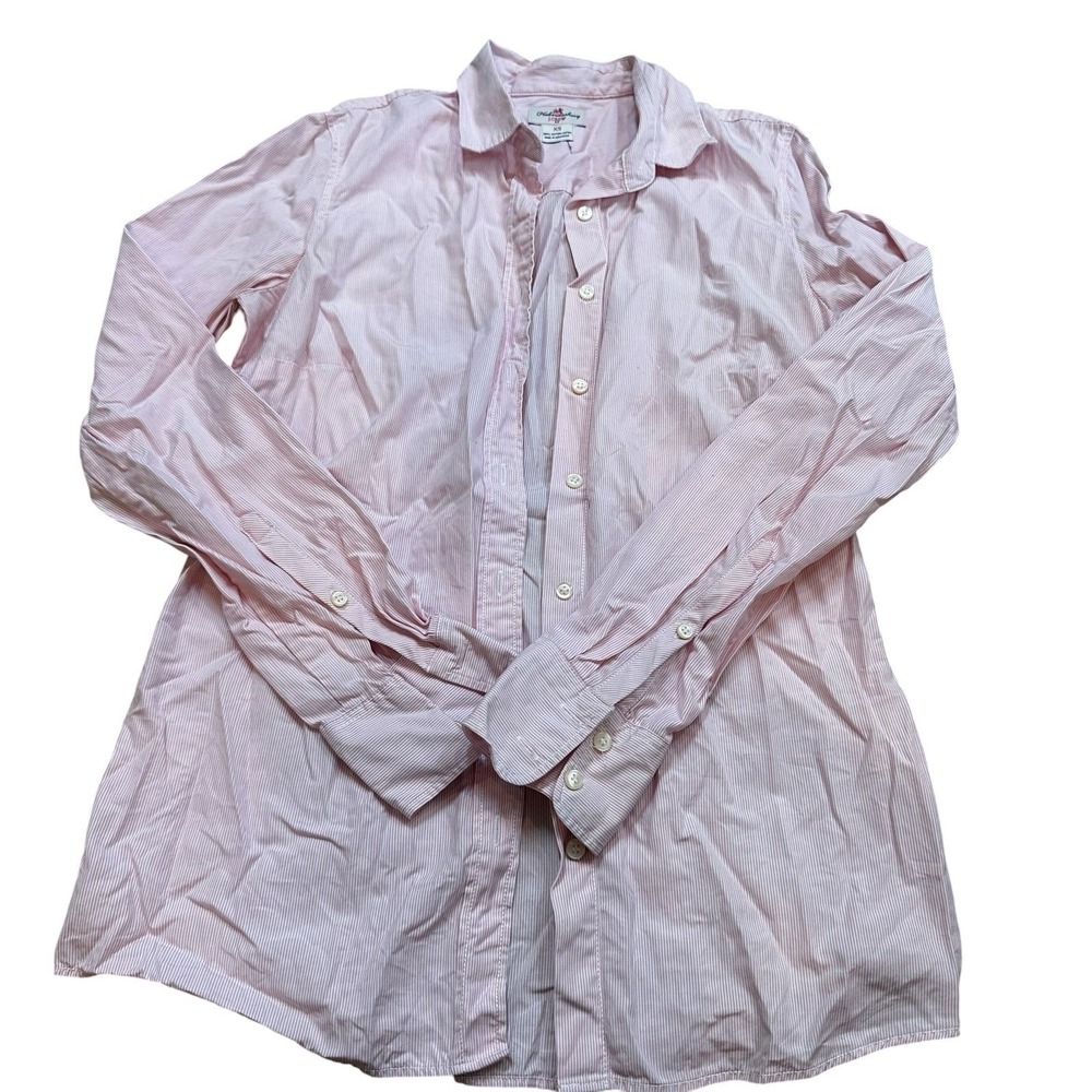 J.Crew Haberdashery Pink Stripe Button Front Shirt Womens XS 100% Cotton